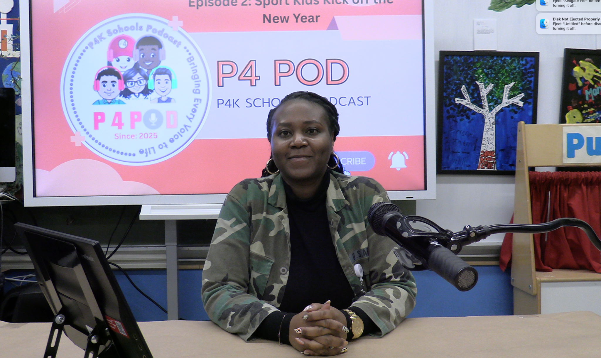 P4K principal at the school podcast microphone